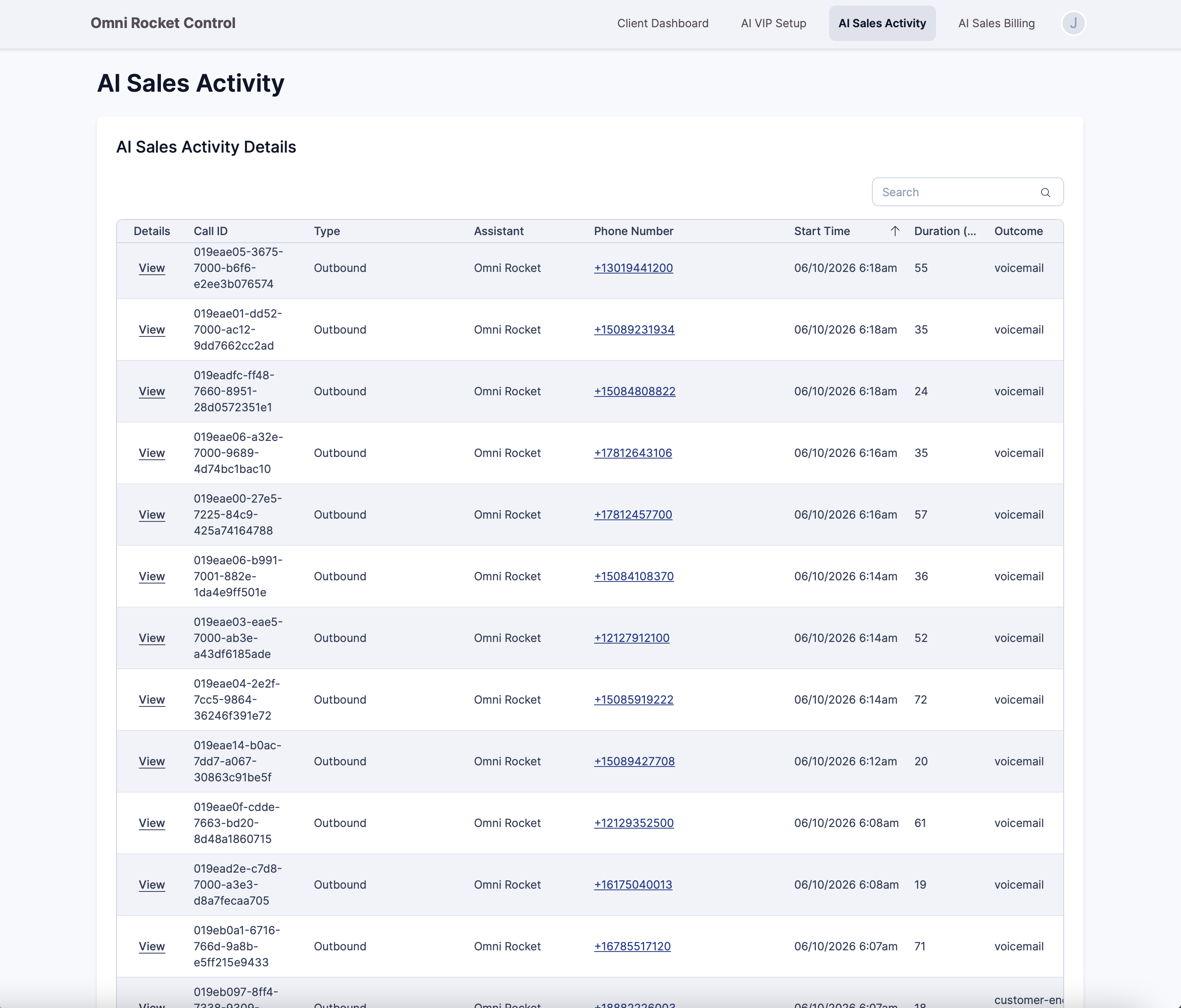 Omni Rocket Control Client Dashboard